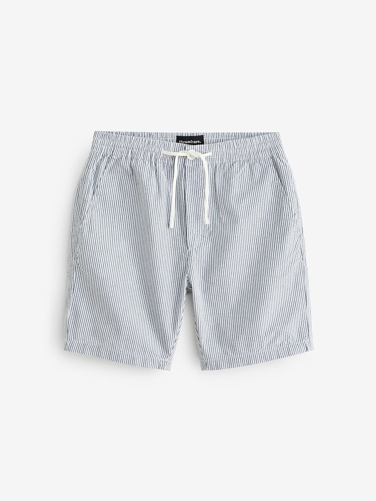 Threadbare Navy Elasticated Waist Seersucker 100% Cotton Shorts - Image 5 of 5