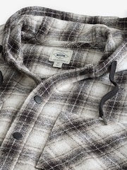 Black/White Check 100% Cotton Hooded Shacket Overshirt - Image 10 of 10