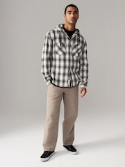 Black/White Check 100% Cotton Hooded Shacket Overshirt - Image 5 of 10