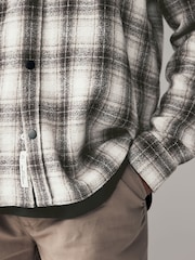 Black/White Check 100% Cotton Hooded Shacket Overshirt - Image 7 of 10