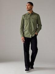 Sage Green Denim Long Sleeve Embroidered 100% Cotton Shirt - Image 2 of 7