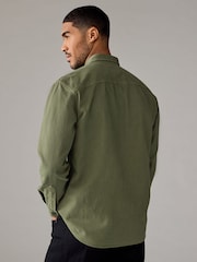 Sage Green Denim Long Sleeve Embroidered 100% Cotton Shirt - Image 3 of 7
