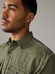 Sage Green Denim Long Sleeve Embroidered 100% Cotton Shirt - Image 4 of 7