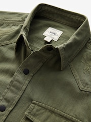 Sage Green Denim Long Sleeve Embroidered 100% Cotton Shirt - Image 6 of 7