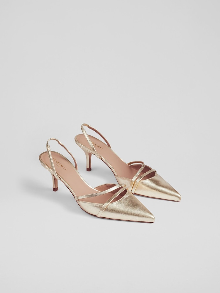Metálico - Sapatos LK Bennett Madely com tira dupla para gatinhos - Imagem 2 de 4