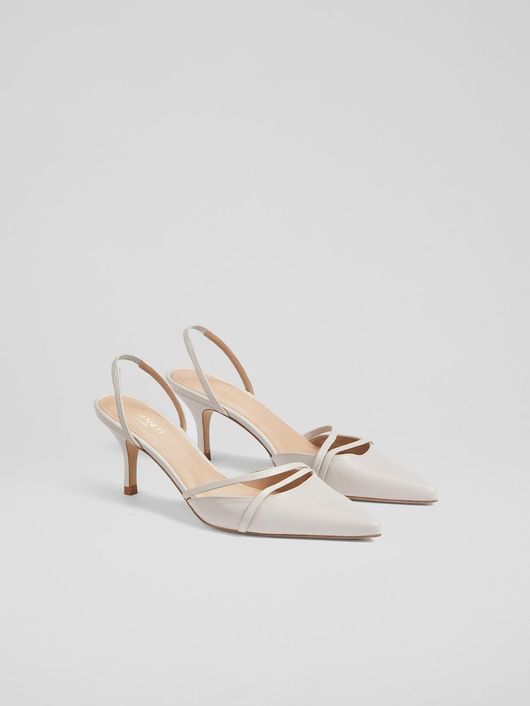 LK Bennett Natural Madely Double Strap Kitten Shoes - Image 2 of 4 LK Bennett Natural Madely Double Strap Kitten Shoes - Image 2 of 4