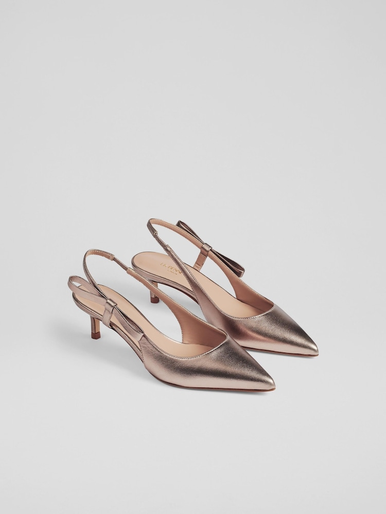 V metalnih barvah - LK Bennett Barette Bow Kitten Heels - Slika 2 iz 4