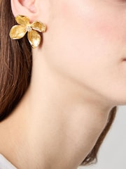LK Bennett Metallic Posie Flower Statement Earrings - Image 3 of 4