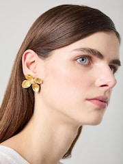 LK Bennett Metallic Posie Flower Statement Earrings - Image 4 of 4