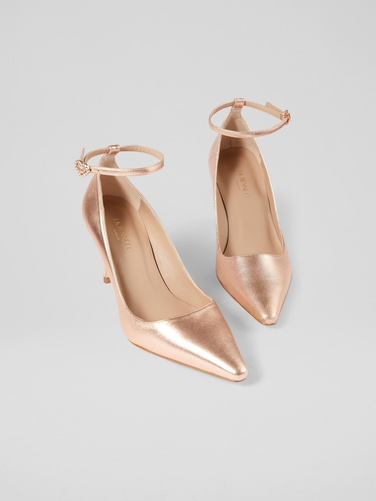 LK Bennett Metallic Catelyn Copper Ankle Strap Closed Courts - Image 2 of 4