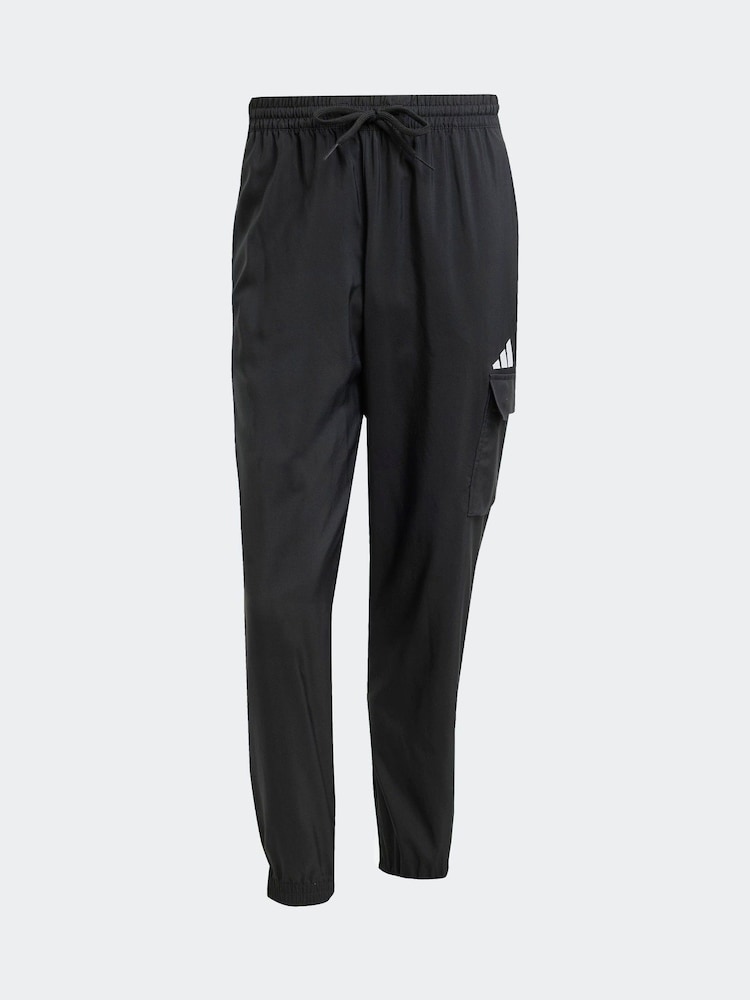 adidas Black Small Essentials Logo Cargo Joggers - Image 10 of 11