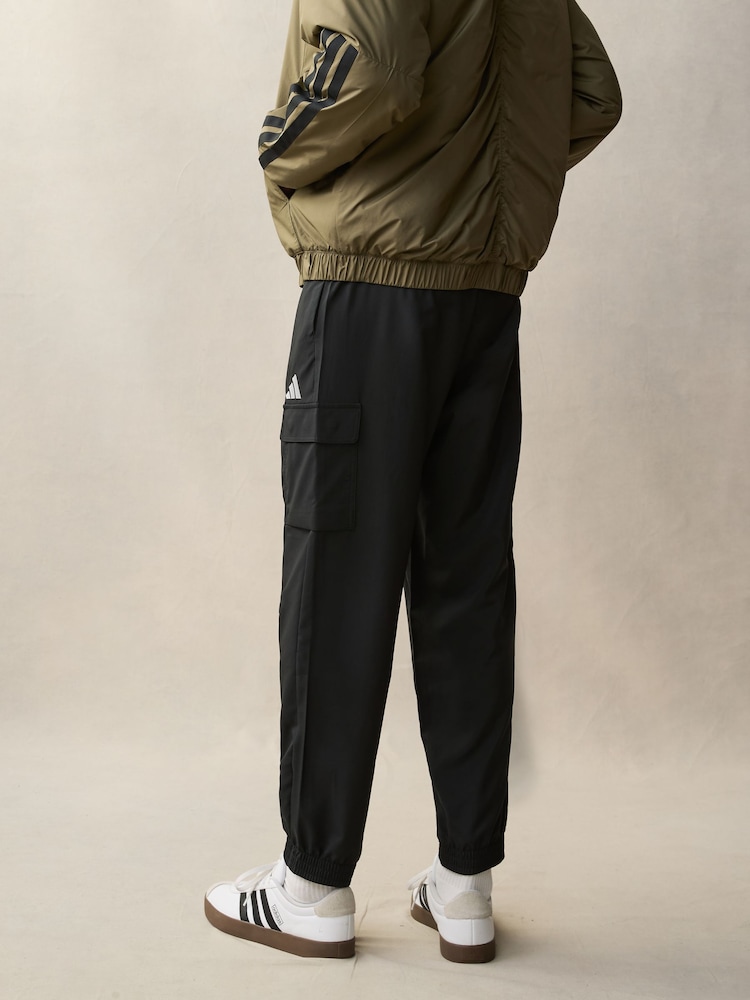 adidas Black Small Essentials Logo Cargo Joggers - Image 6 of 11