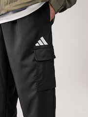 adidas Black Small Essentials Logo Cargo Joggers - Image 8 of 11