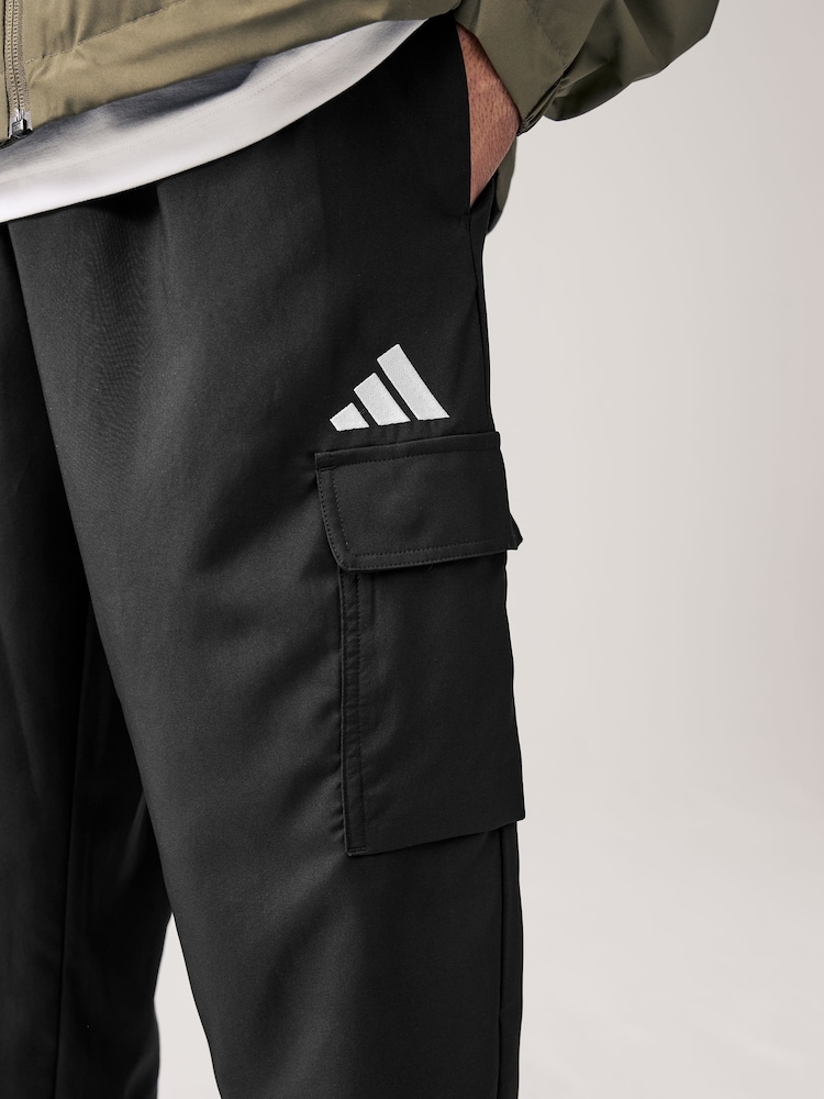 adidas Black Small Essentials Logo Cargo Joggers - Image 8 of 11