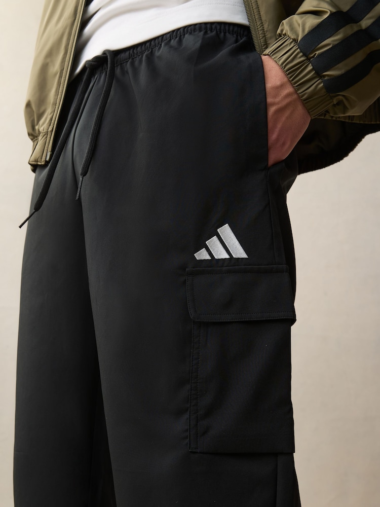 adidas Black Small Essentials Logo Cargo Joggers - Image 9 of 11