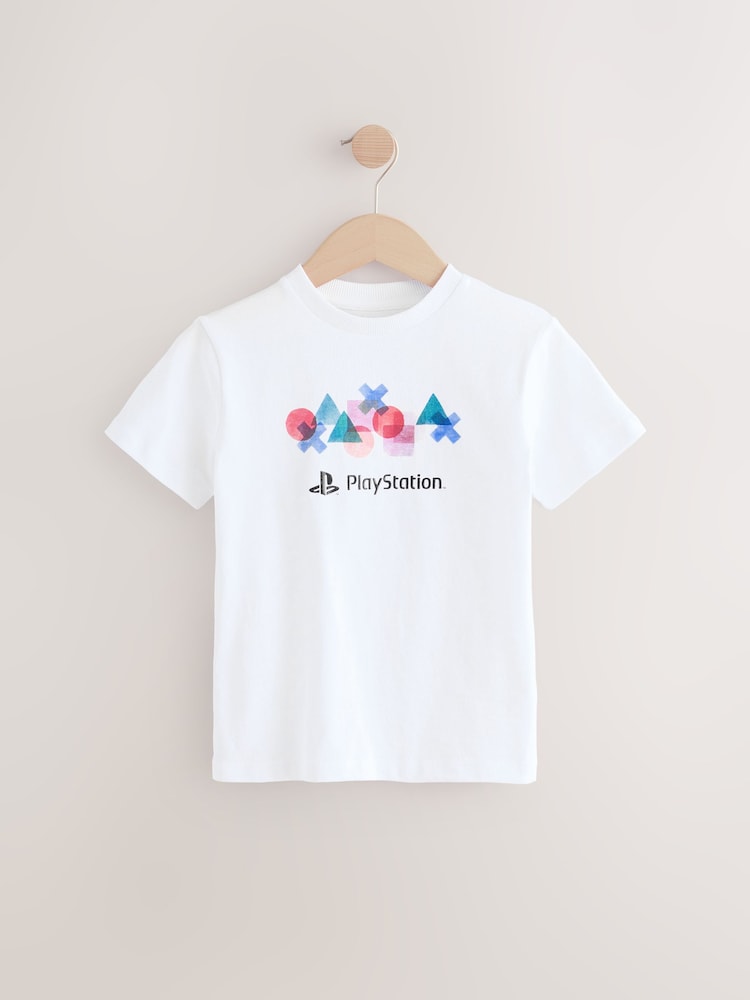 White 100% Cotton Playstation Short Sleeve T-Shirt (3-16yrs) - Image 1 of 4