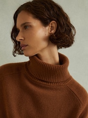Reiss Toffee Eliza Wool-Cashmere Roll-Neck Jumper - Image 3 of 6