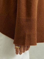 Reiss Toffee Eliza Wool-Cashmere Roll-Neck Jumper - Image 4 of 6