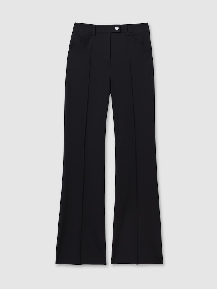 Reiss Navy Hadley Petite High Rise Flared Trousers - Image 2 of 7