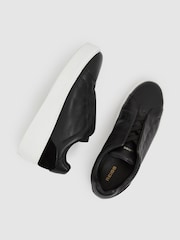 Reiss Black Casey Leather Slip-On Trainers - Image 2 of 4