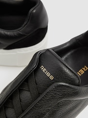 Reiss Black Casey Leather Slip-On Trainers - Image 3 of 4