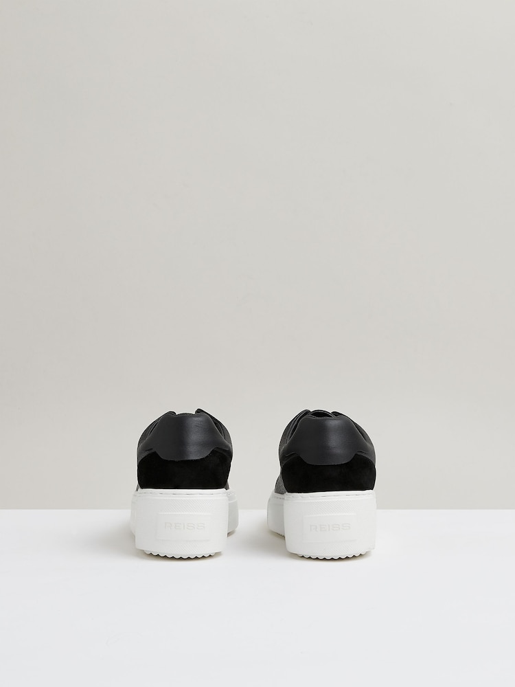 Reiss Black Casey Leather Slip-On Trainers - Image 4 of 4