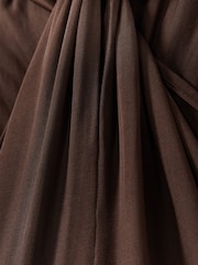 Reiss Chocolate Claudia Jersey Halter Neck Wide Leg Jumpsuit - Image 6 of 6