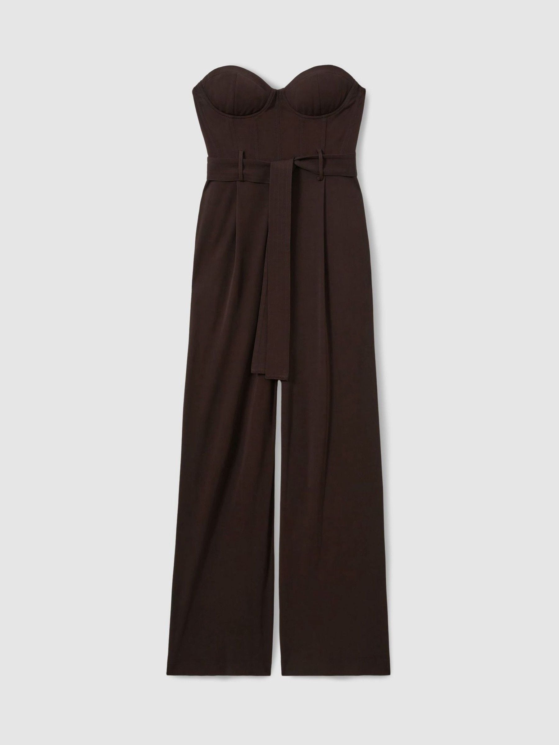 Buy Reiss Chocolate Estel Atelier Strapless Crepe Bustier Jumpsuit from Next Luxembourg