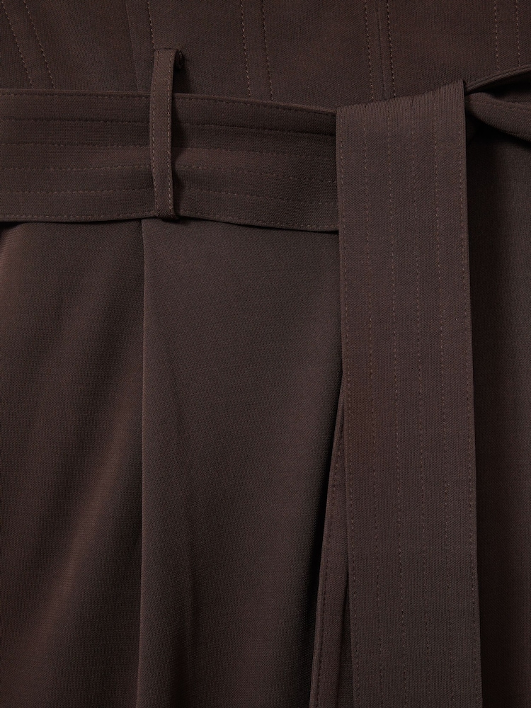 Reiss Chocolate Estel Atelier Strapless Crepe Bustier Jumpsuit - Image 6 of 6