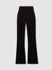Reiss Black Sian Waistband Detail Wide Leg Trousers - Image 2 of 6