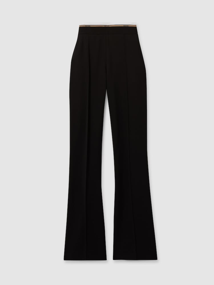 Reiss Black Sian Waistband Detail Wide Leg Trousers - Image 2 of 6