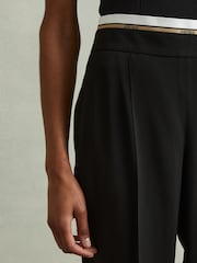 Reiss Black Sian Waistband Detail Wide Leg Trousers - Image 4 of 6