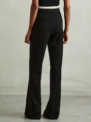 Reiss Black Sian Waistband Detail Wide Leg Trousers - Image 5 of 6