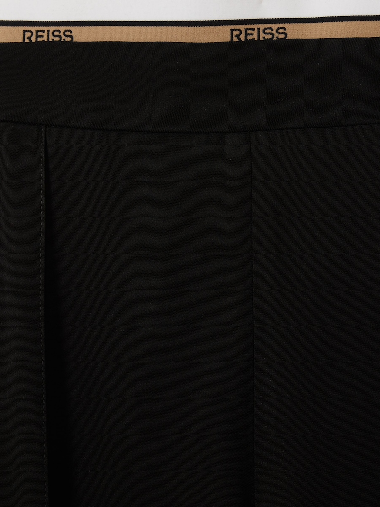 Reiss Black Sian Waistband Detail Wide Leg Trousers - Image 6 of 6