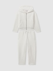 Reiss Cream Ula 4-9 yrs Cotton Blend Boucle Hoodie and Joggers Set - Image 2 of 5