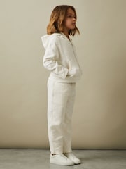 Reiss Cream Ula 4-9 yrs Cotton Blend Boucle Hoodie and Joggers Set - Image 3 of 5