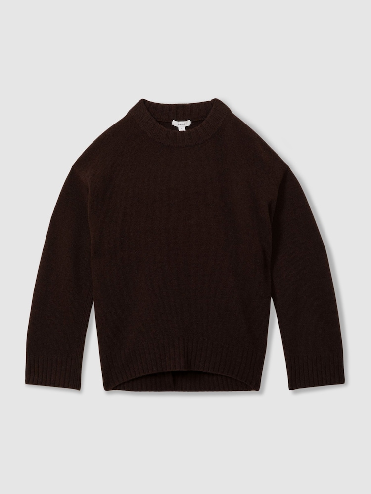 Reiss Chocolate Elena Wool-Cashmere Crew Neck Jumper - Image 2 of 6