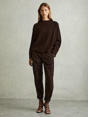 Reiss Chocolate Elena Wool-Cashmere Crew Neck Jumper - Image 3 of 6