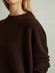 Reiss Chocolate Elena Wool-Cashmere Crew Neck Jumper - Image 4 of 6