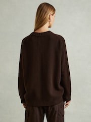 Reiss Chocolate Elena Wool-Cashmere Crew Neck Jumper - Image 5 of 6