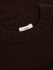 Reiss Chocolate Elena Wool-Cashmere Crew Neck Jumper - Image 6 of 6