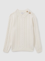 Reiss Cream Libby Wool-Cashmere Cable Knit Jumper - Image 2 of 5