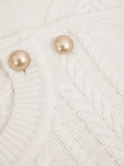 Reiss Cream Libby Wool-Cashmere Cable Knit Jumper - Image 5 of 5