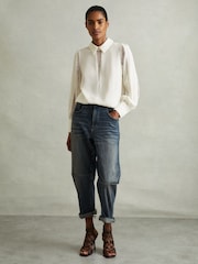 Reiss Cream Renata Lace Insert Blouse - Image 4 of 6