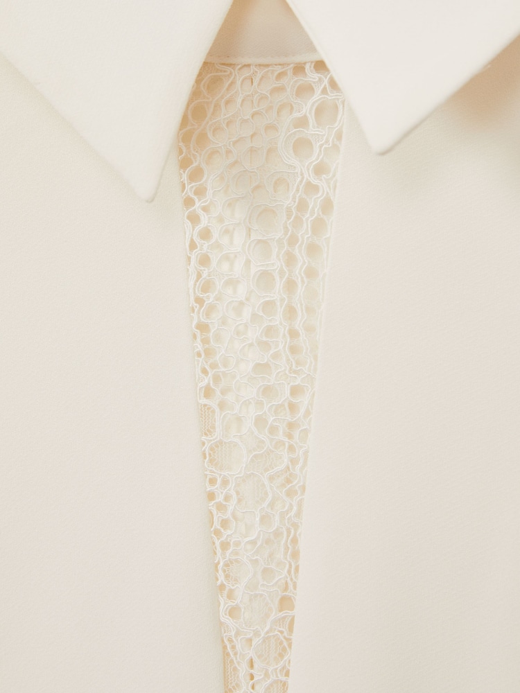 Reiss Cream Renata Lace Insert Blouse - Image 6 of 6