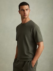 Reiss Green Smoke Wick Textured Crew-Neck T-Shirt - Image 1 of 6