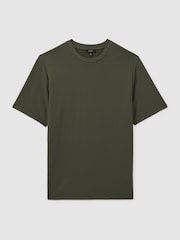 Reiss Green Smoke Wick Textured Crew-Neck T-Shirt - Image 2 of 6