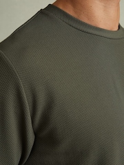 Reiss Green Smoke Wick Textured Crew-Neck T-Shirt - Image 4 of 6