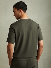 Reiss Green Smoke Wick Textured Crew-Neck T-Shirt - Image 5 of 6