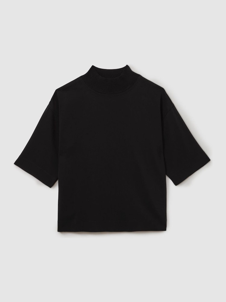 Reiss Black Amaya Oversized Rib-Neck T-Shirt - Image 2 of 5